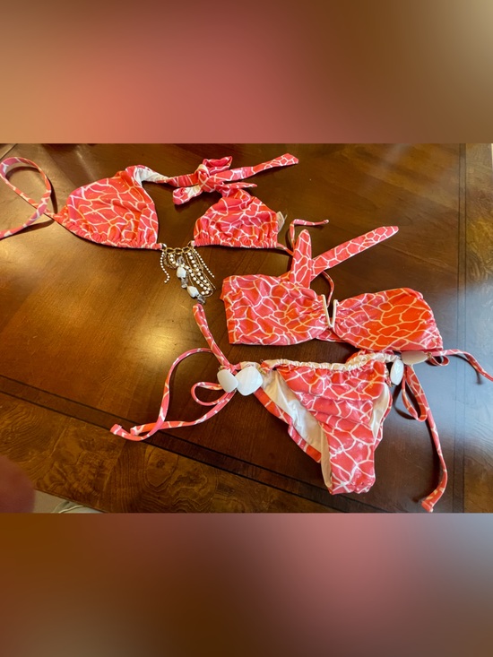 Beach Bunny Other - Beach bunny pink mermaid bikini bandeau XS, fringe top M and bottoms M